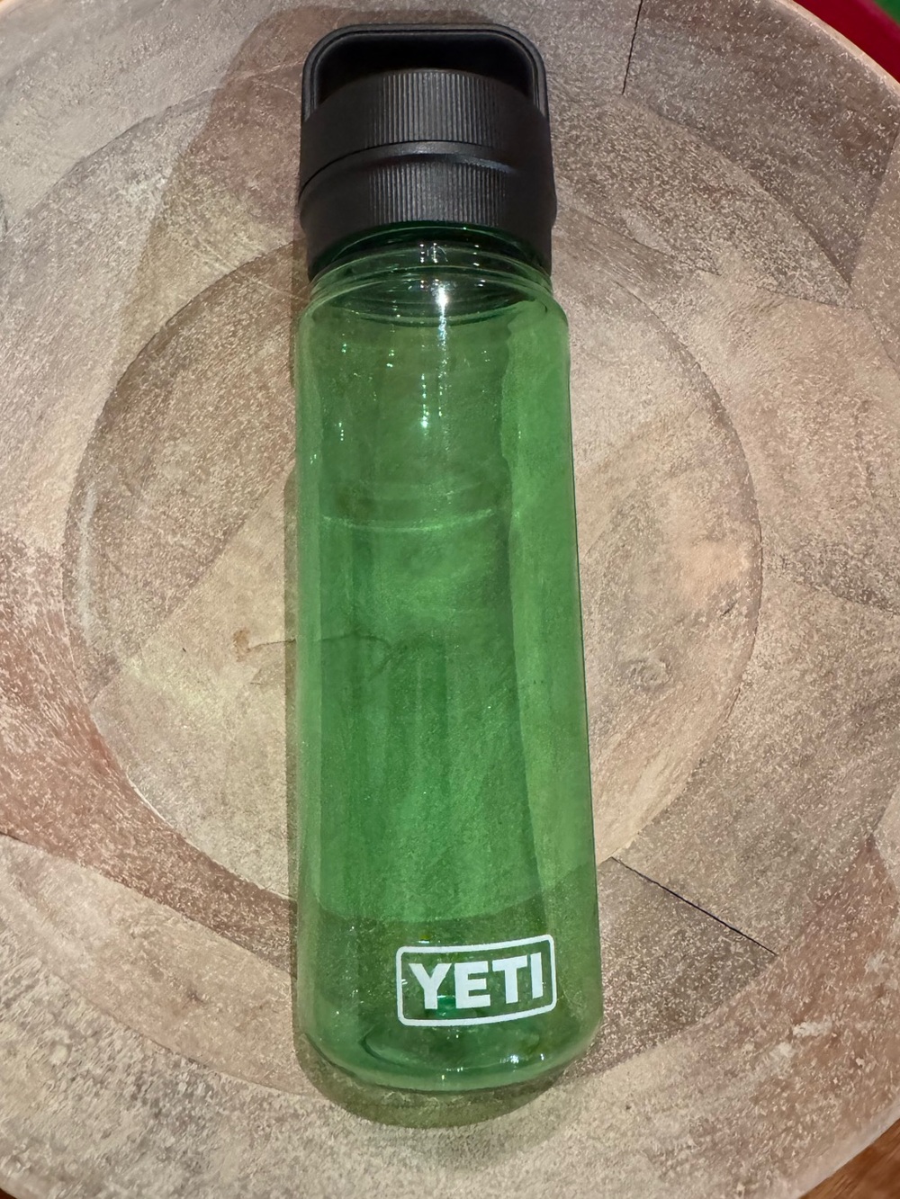 Yeti Translucent Green Water Bottle with Black Carry Lid